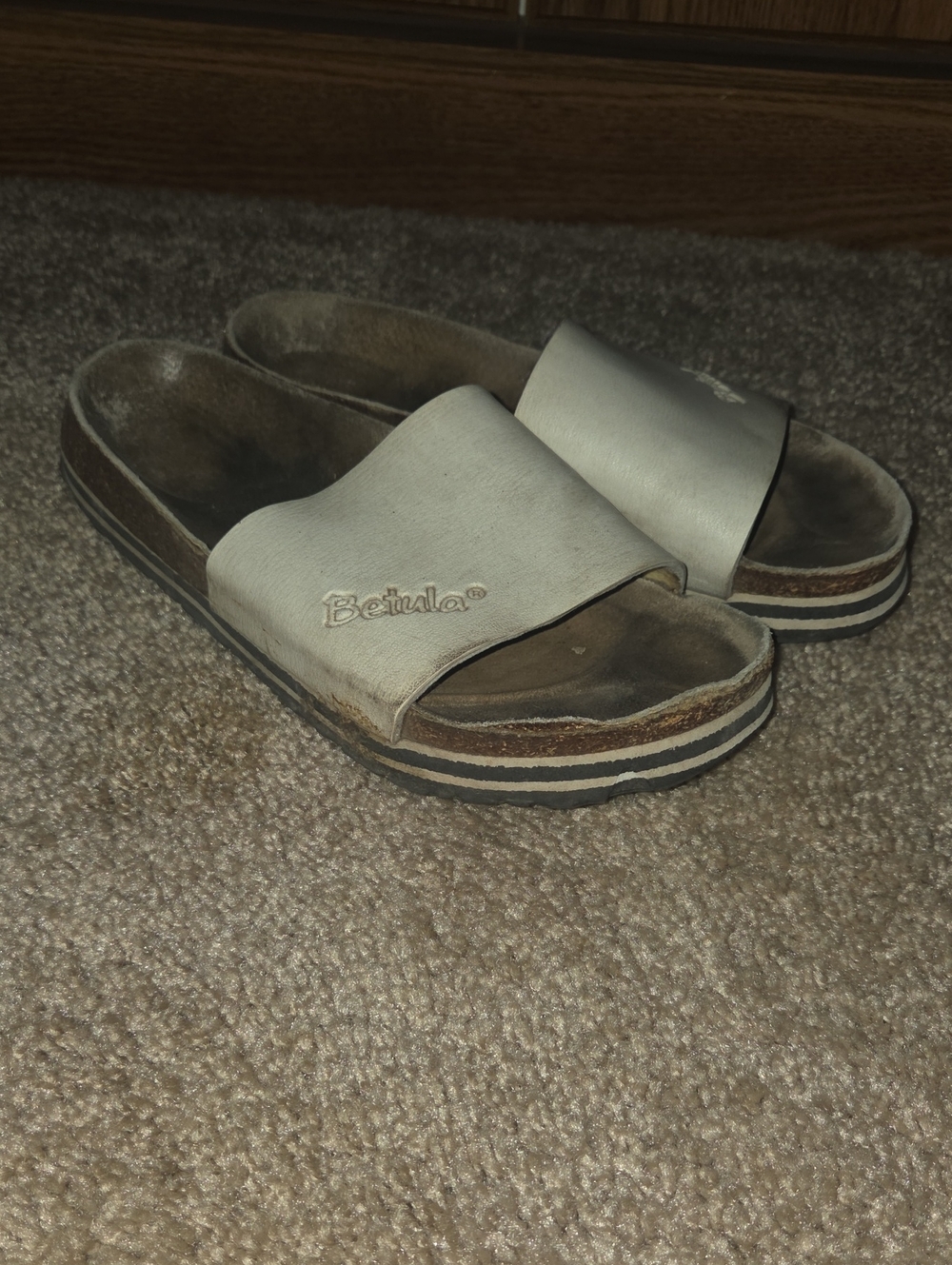 Bevila White Slide Sandals
